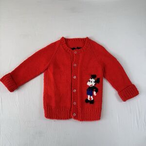 VTG Mickey Handmade Cardigan Kids 7/8 Nostalgic